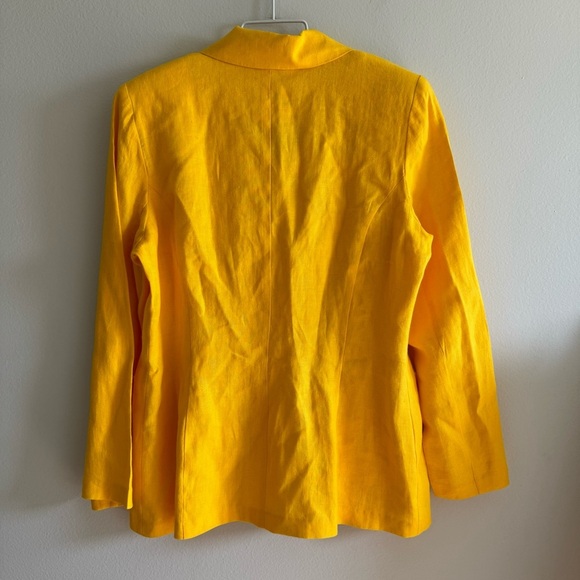 Vintage Design Todays Made in USA 100% Linen Yellow Blazer Trouser Suit Large - Picture 11 of 16